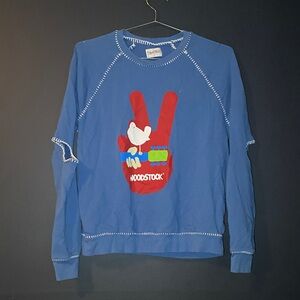 Lauren Moshi “Woodstock” Blue and Multicolor Sweatshirt Size Small 100% Cotton